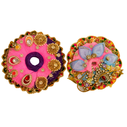 Pink Purple Ladoo Gopal Mukut – Designer Thakur Ji Shringar Crown Set