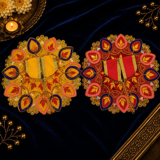 Ladoo Gopal Poshak Set of 2 – Red & Yellow Designer Thakur Ji Vastra for Krishna Ji Shringar