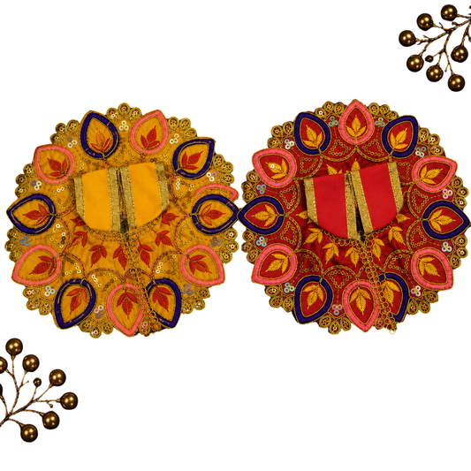Ladoo Gopal Poshak Set of 2 – Red & Yellow Designer Thakur Ji Vastra for Krishna Ji Shringar