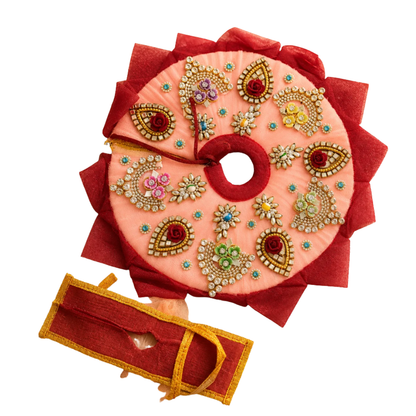 Pink & Red Ladoo Gopal Mukut Set – Designer Thakur Ji Shringar Crown
