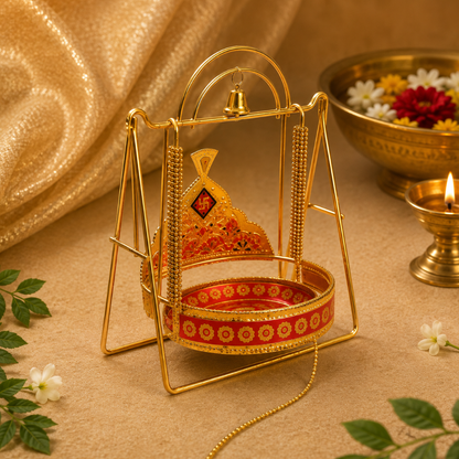 Ladoo Gopal Jhula – Royal Golden Thakur Ji Swing for Krishna Ji