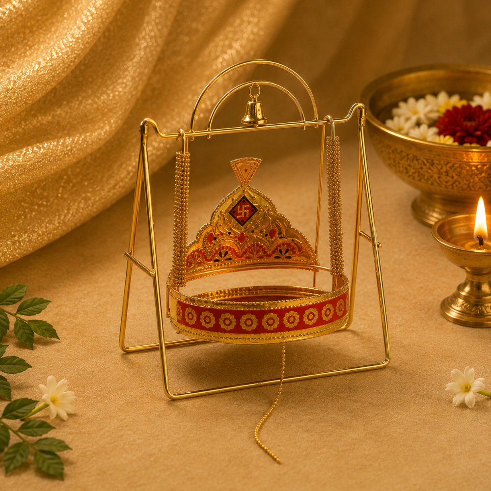 Ladoo Gopal Jhula – Royal Golden Thakur Ji Swing for Krishna Ji