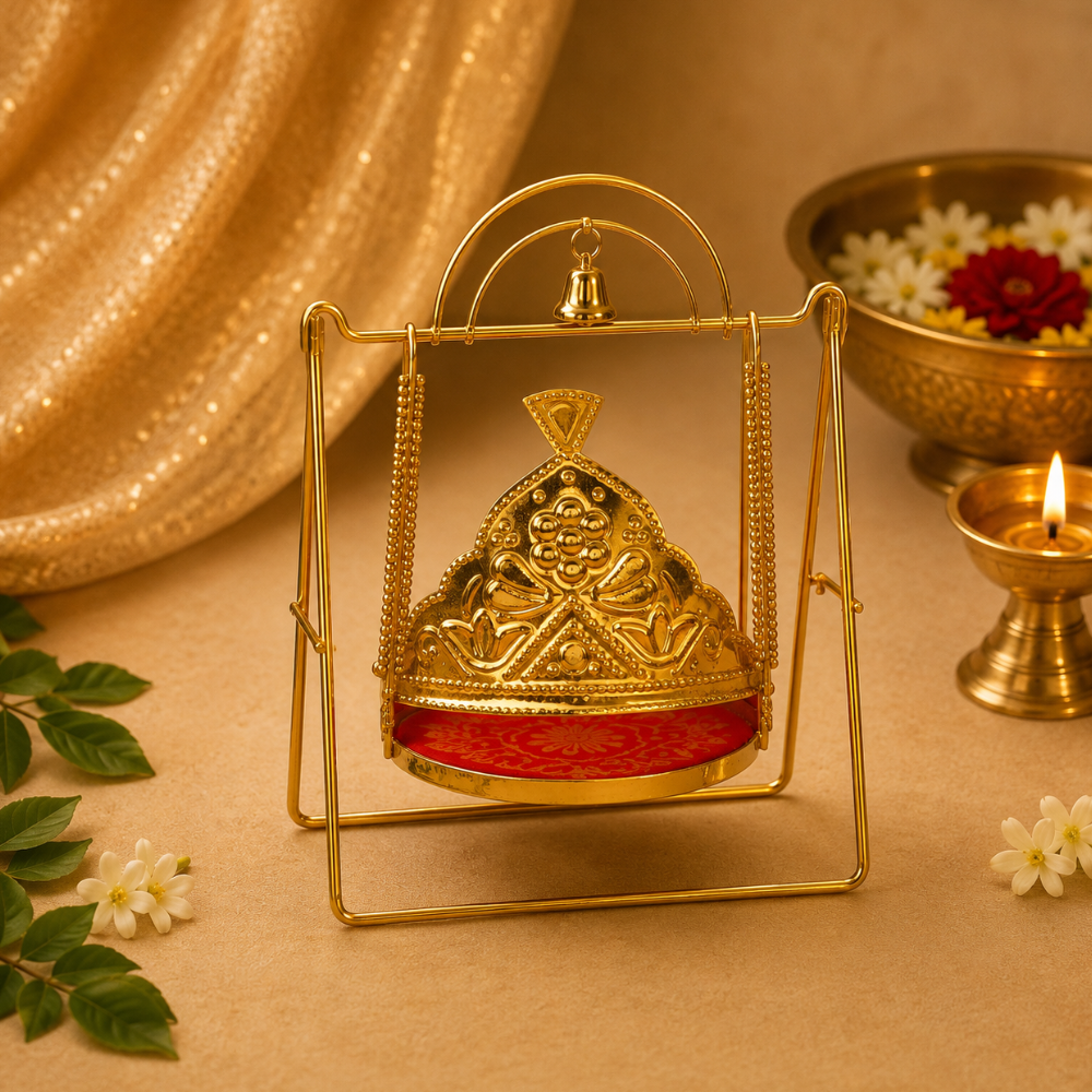 Ladoo Gopal Jhula – Royal Golden Thakur Ji Swing for Krishna Ji