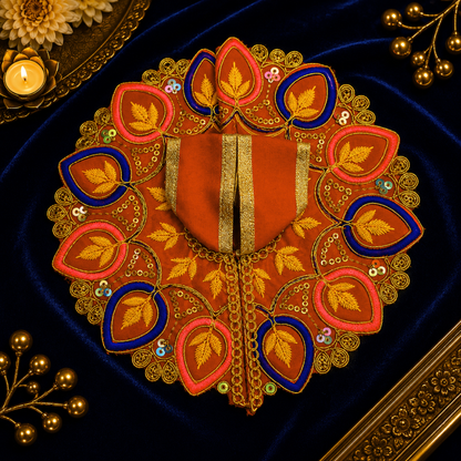 Designer Thakur Ji Vastra Set of 2 – Orange Pink Embroidered Ladoo Gopal Poshak