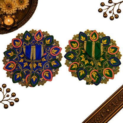 Shri Krishna Ladoo Gopal Vastra Set of 2 – Blue Green Designer Thakur Ji Poshak