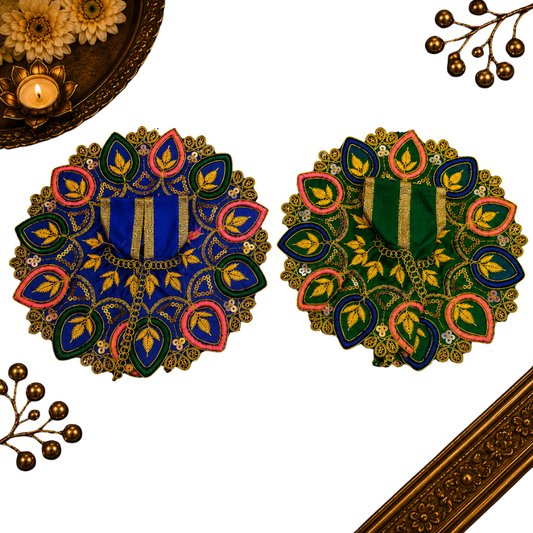 Shri Krishna Ladoo Gopal Vastra Set of 2 – Blue Green Designer Thakur Ji Poshak
