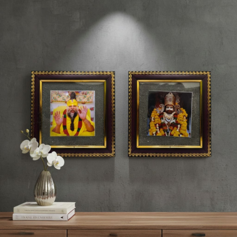Pyrite Photo Frame Combo (Khatu Shyam Ji + Maharaj Ji)