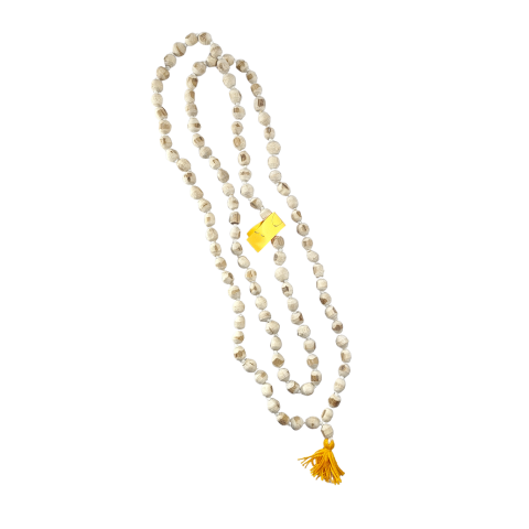 Sacred White Tulsi Japa Mala For Mantra with 108+1 Beads