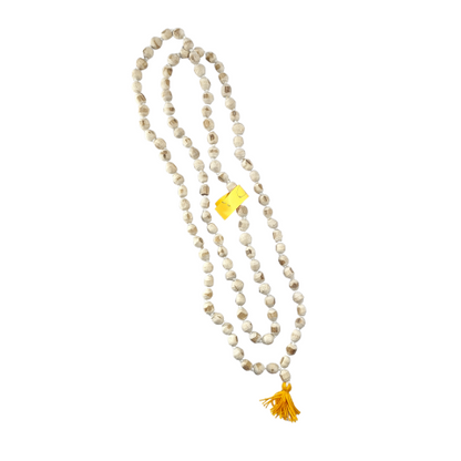 Sacred White Tulsi Japa Mala For Mantra with 108+1 Beads