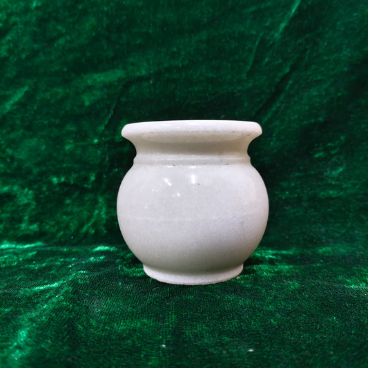 Sacred White Marble Pooja Pot for Mandir & Rituals