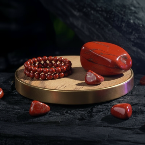 Natural Red Jasper Stone Bracelet for Energy & Strength