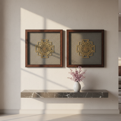 Pyrite Divine Wall Frame (7 Horses/Shri Yantra)