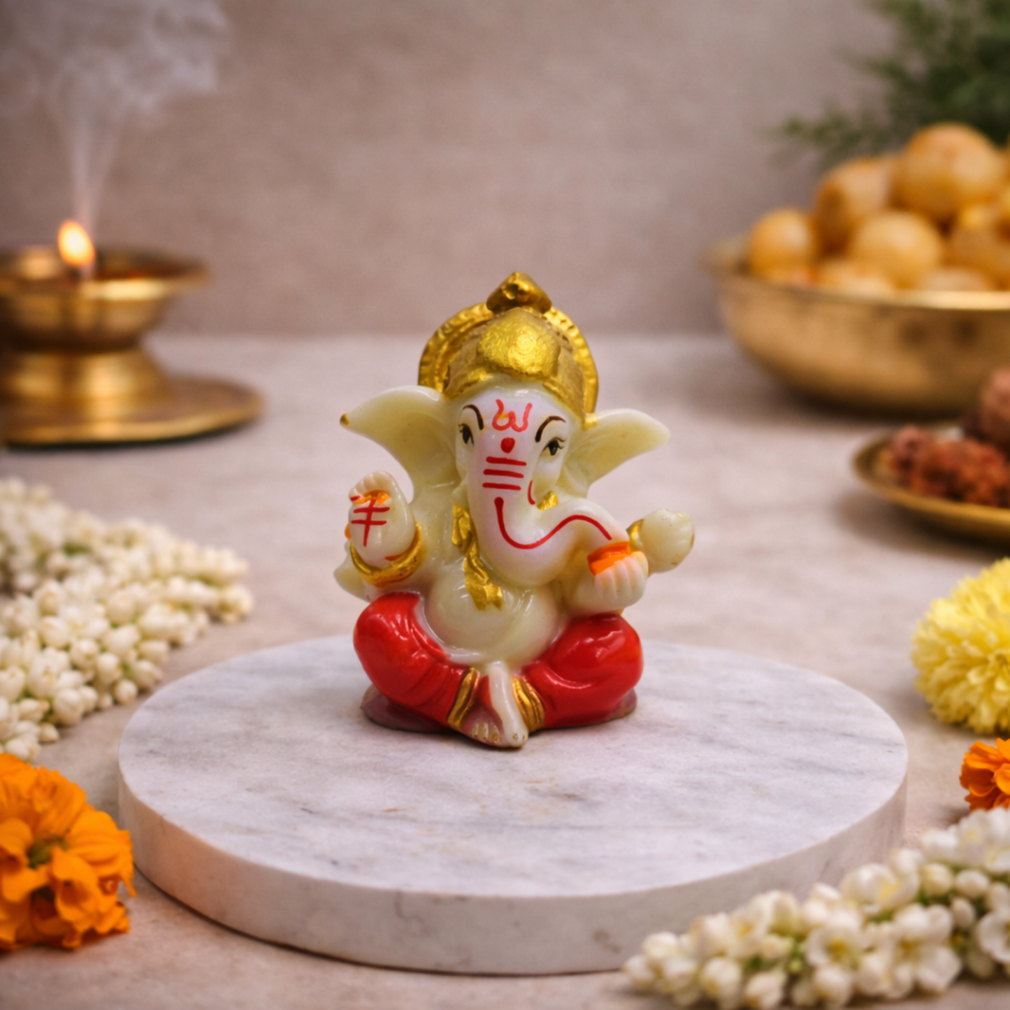 Lord Ganesha Polyresin Idol for Home & Office | Ganpati Bappa Murti for Prosperity & Success