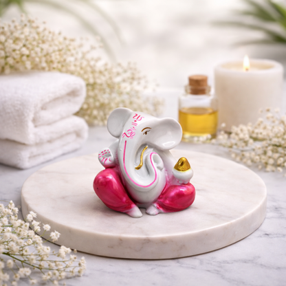 Lord Ganesha Polyresin Idol – White Ganpati Decorative Showpiece